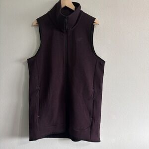 New Balance Vest Womens 247 Luxe Long Length Zip Size L High Funnel Neck Fleece